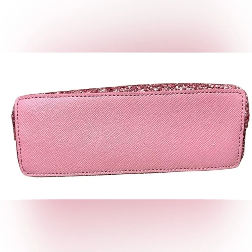 KATE SPADE Greta Court Little Shiloh Sparkle Cosmetic Bag Dusty Rose Peony - Picture 4 of 10